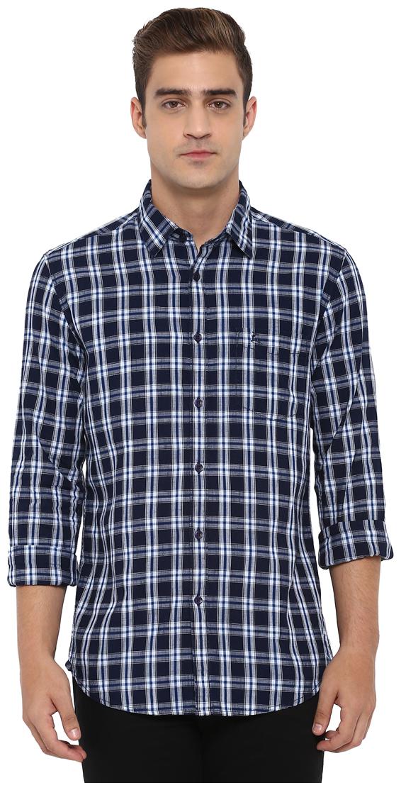 

Parx Men Blue Checked Slim Fit Casual Shirt
