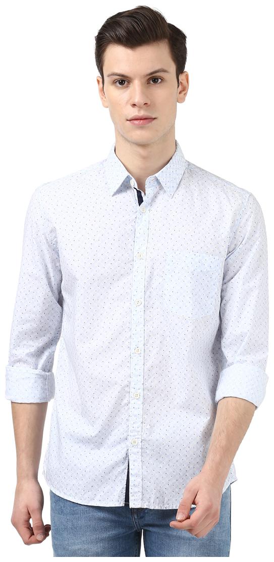

Parx Men Blue Printed Slim Fit Casual Shirt