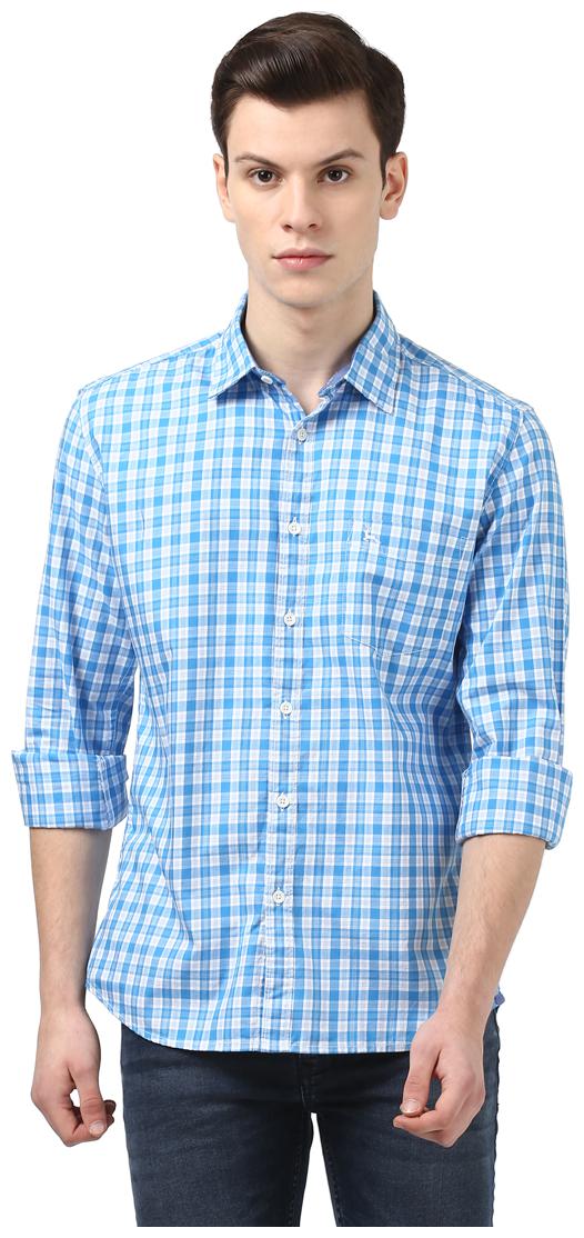 

Parx Men Blue Checked Slim Fit Casual Shirt