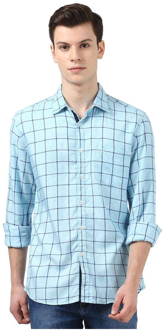 

Parx Men Blue Checked Slim Fit Casual Shirt