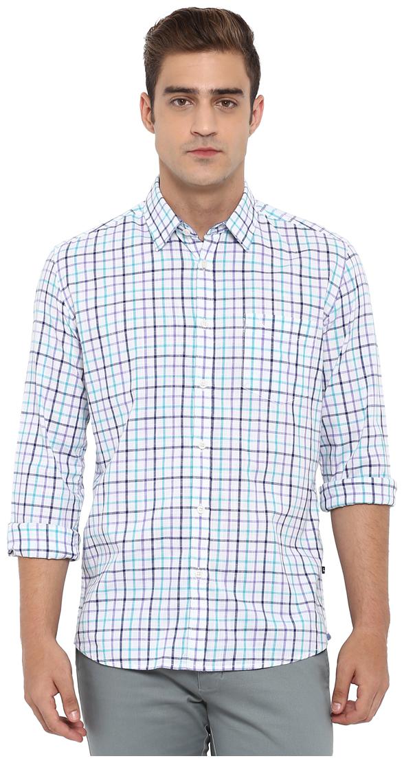 

Parx Men Blue Checked Slim Fit Casual Shirt