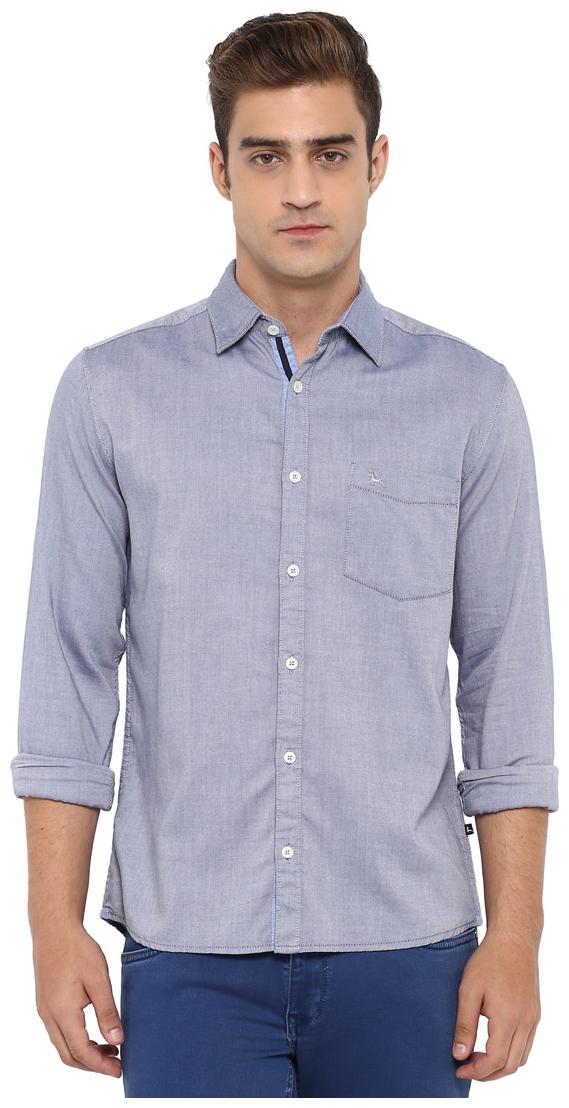 

Parx Men Blue Solid Slim Fit Casual Shirt