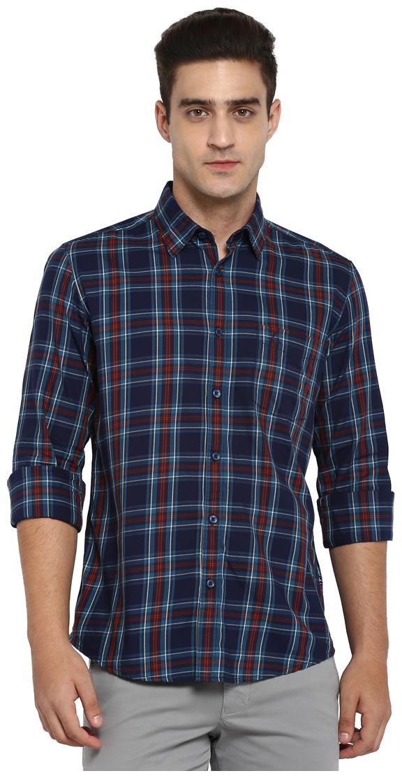 

Parx Men Blue Checked Slim Fit Casual Shirt