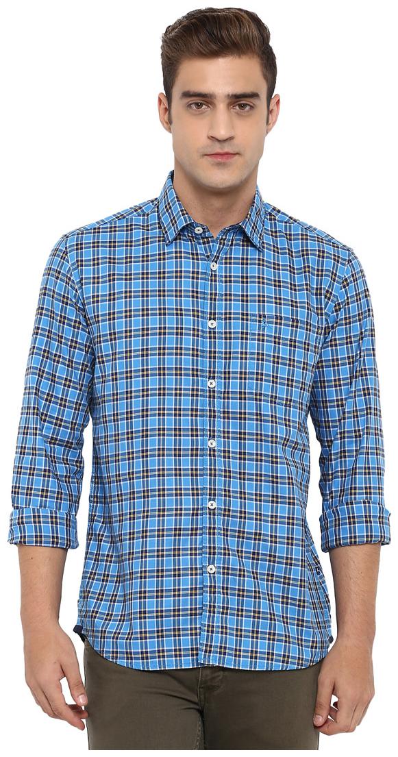 

Parx Men Blue Checked Slim Fit Casual Shirt