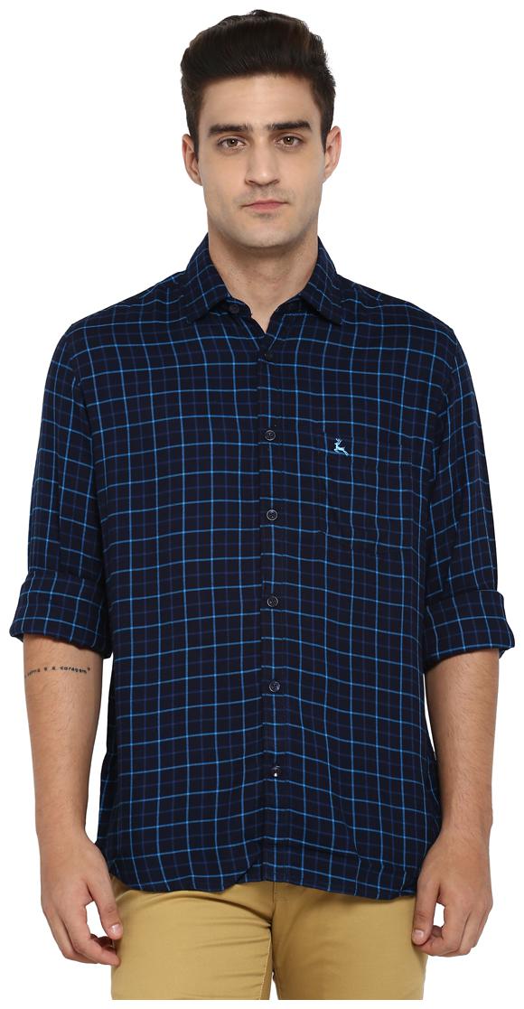 

Parx Men Blue Checked Slim Fit Casual Shirt