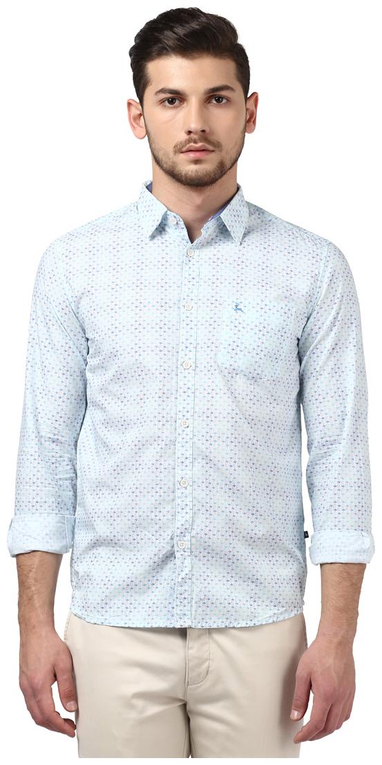 

Parx Men Blue Printed Slim Fit Casual Shirt