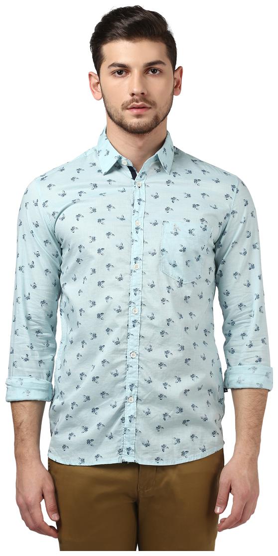

Parx Men Blue Printed Slim Fit Casual Shirt