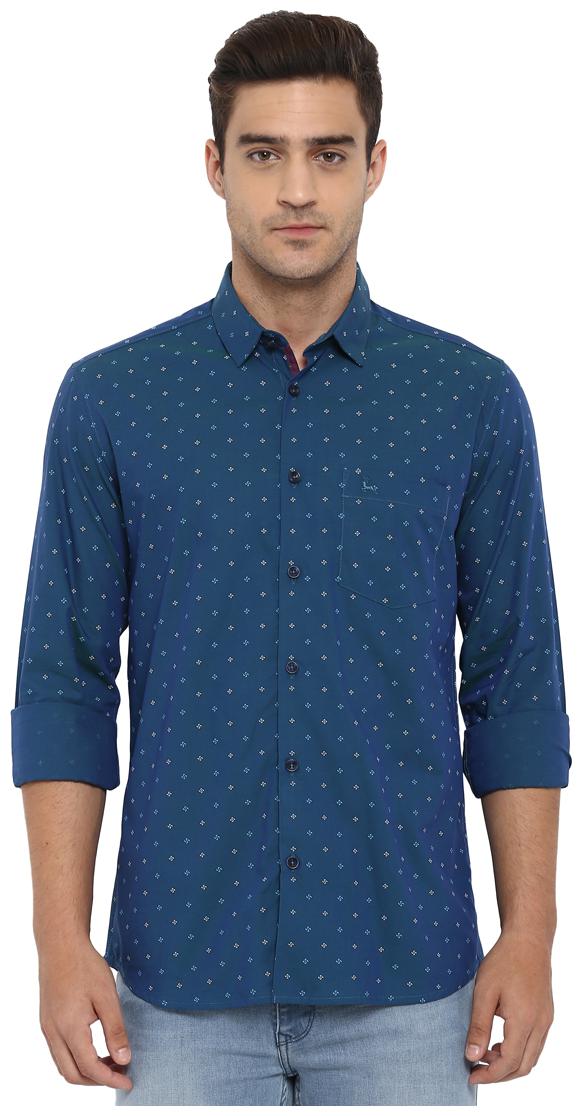 

Parx Men Blue Printed Slim Fit Casual Shirt