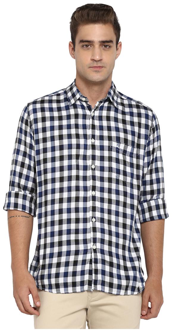 

Parx Men Blue Checked Slim Fit Casual Shirt