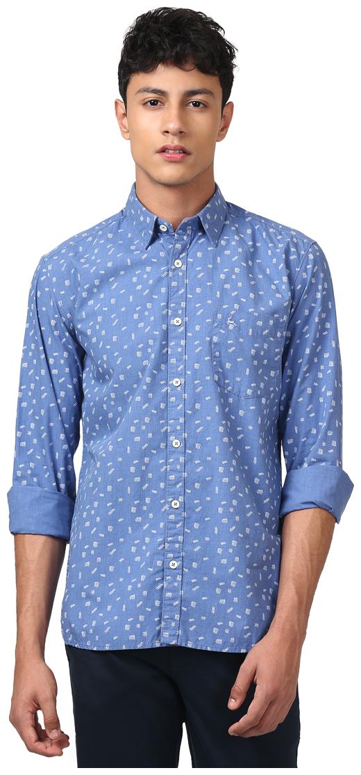 

Parx Men Blue Printed Slim Fit Casual Shirt