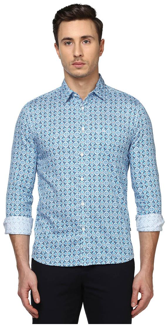 

Parx Men Blue Printed Slim Fit Casual Shirt