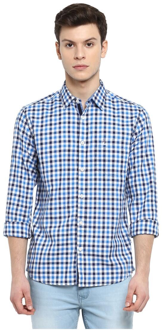 

Parx Men Blue Checked Slim Fit Casual Shirt
