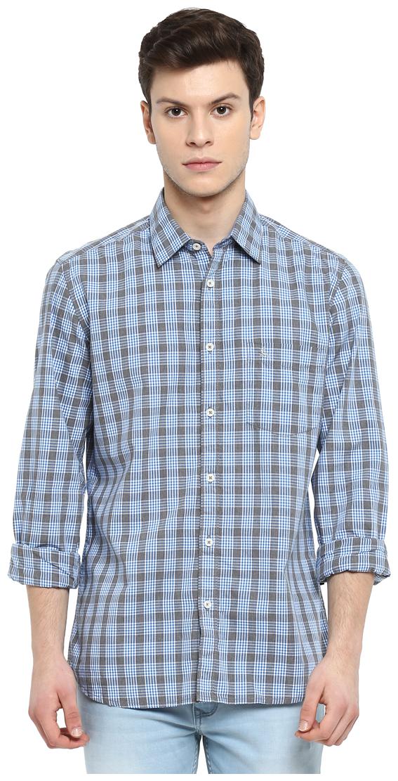 

Parx Men Blue Checked Slim Fit Casual Shirt
