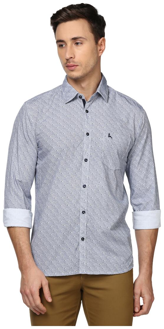 

Parx Men Blue Printed Slim Fit Casual Shirt
