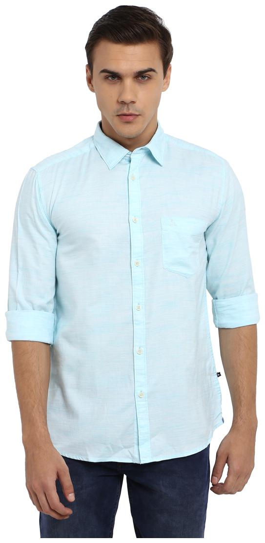 

Parx Men Blue Solid Slim Fit Casual Shirt