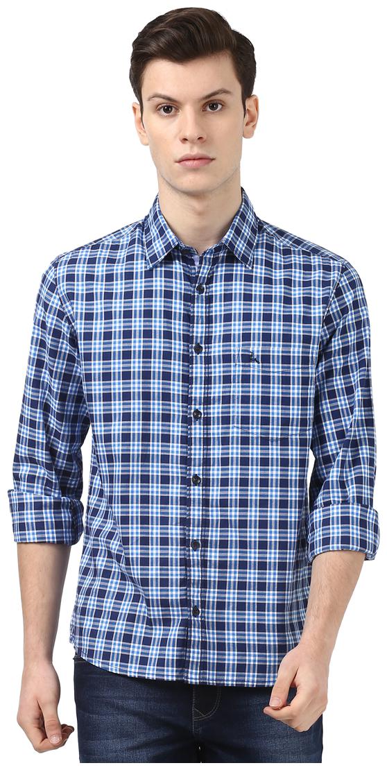 

Parx Men Blue Checked Slim Fit Casual Shirt