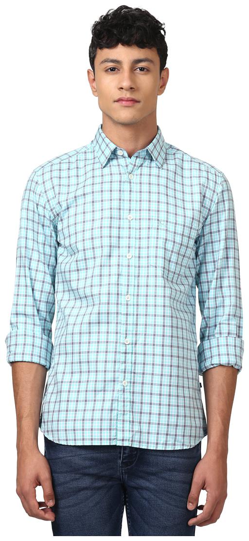 

Parx Men Blue Checked Slim Fit Casual Shirt