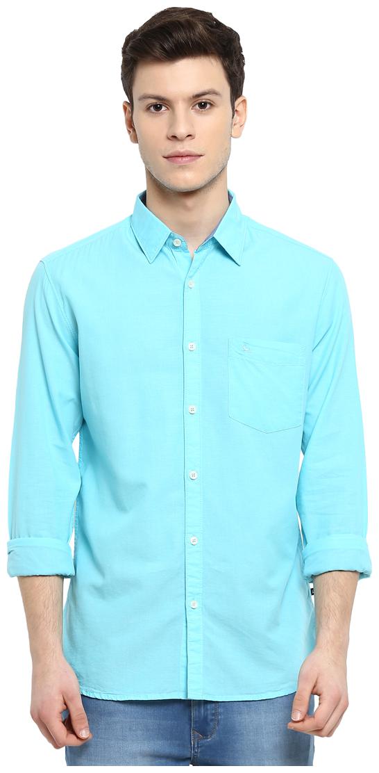 

Parx Men Blue Solid Slim Fit Casual Shirt