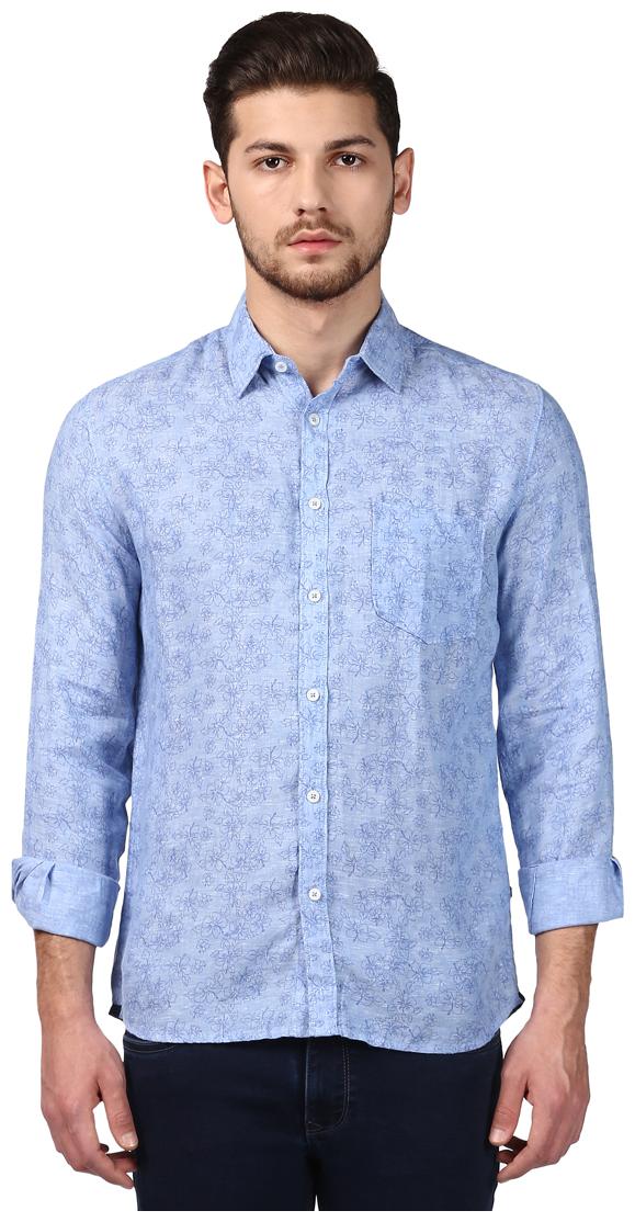 

Parx Men Blue Printed Slim Fit Casual Shirt