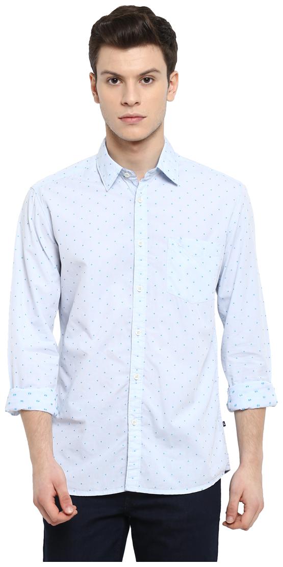

Parx Men Blue Solid Slim Fit Casual Shirt
