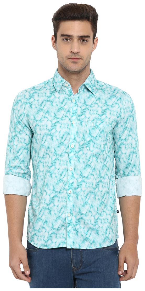

Parx Men Blue Printed Slim Fit Casual Shirt