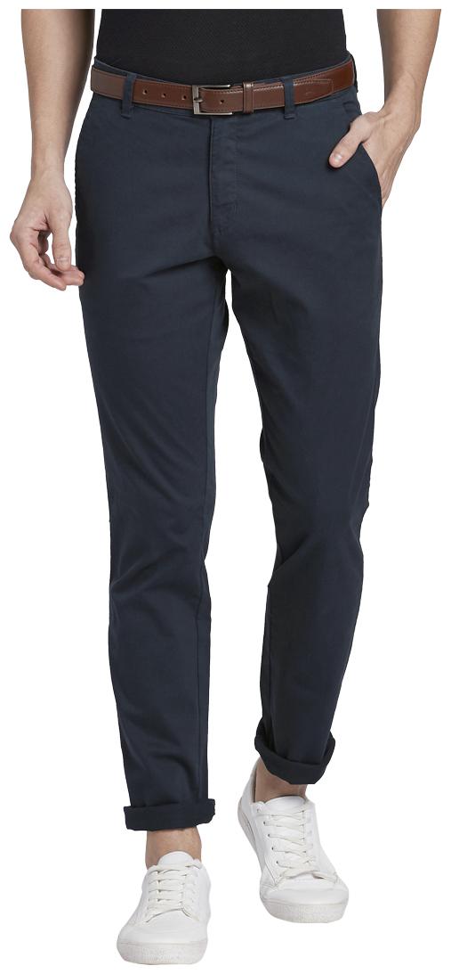 

Parx Men Blue Solid Tapered fit Regular trousers