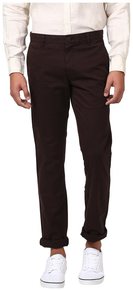 

Parx Brown Low Rise Tapered Fit Trouser