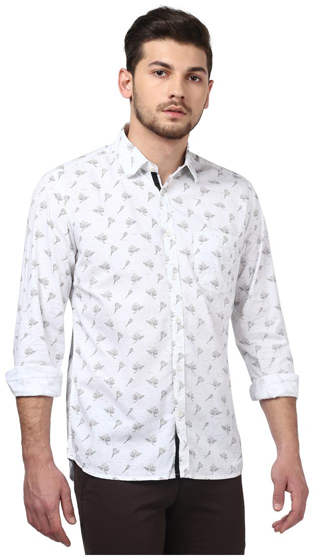 

Parx Men White Printed Slim Fit Casual Shirt