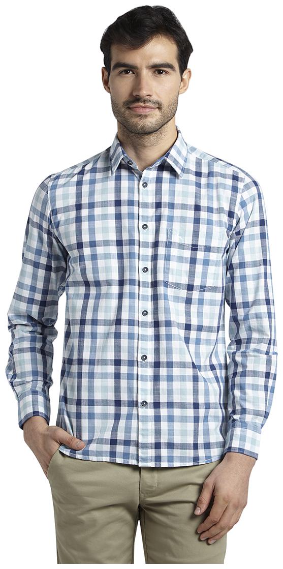 

Parx Men Blue Checked Slim Fit Casual Shirt