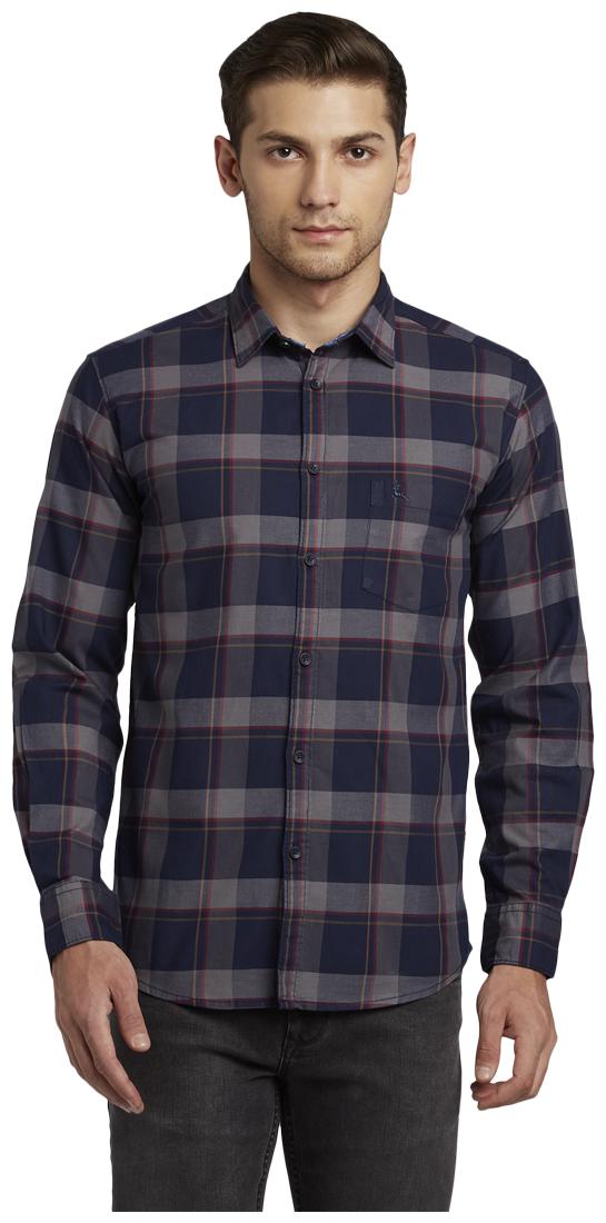 

Parx Men Blue Checked Slim Fit Casual Shirt