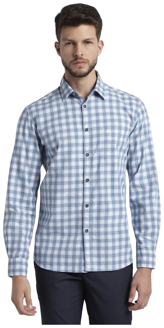 

Parx Men Blue Checked Slim Fit Casual Shirt