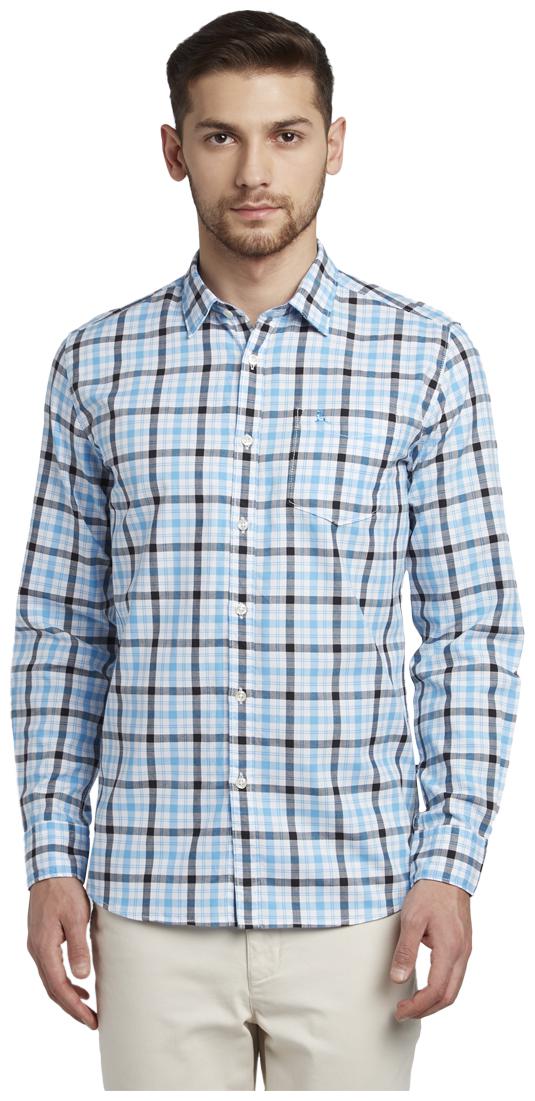 

Parx Men Blue Checked Slim Fit Casual Shirt