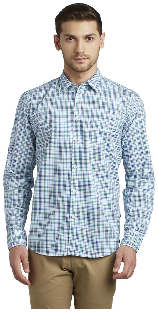 

Parx Men Blue Checked Slim Fit Casual Shirt