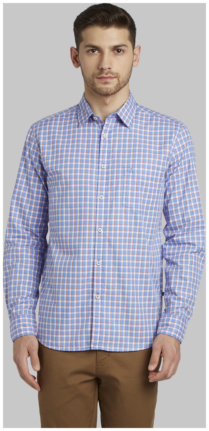 

Parx Men Blue Checked Slim Fit Casual Shirt
