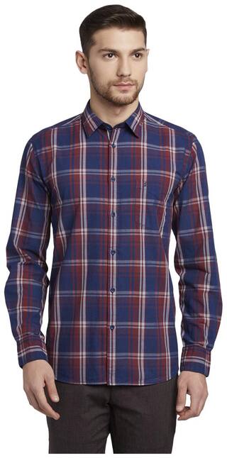 Parx Men Blue & Red Checked Slim Fit Casual Shirt