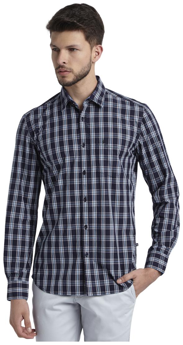 

Parx Men Blue Checked Slim Fit Casual Shirt
