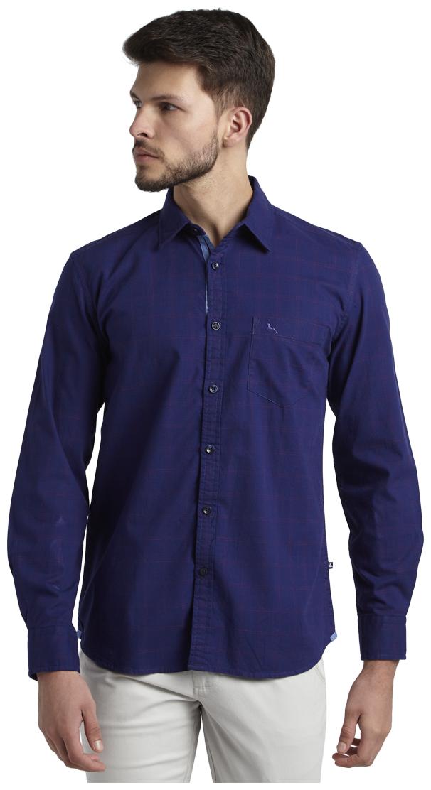 

Parx Men Blue Checked Slim Fit Casual Shirt