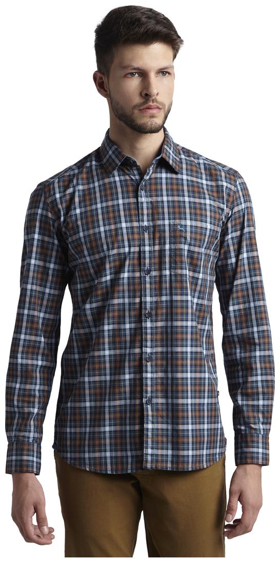 

Parx Men Blue Checked Slim Fit Casual Shirt