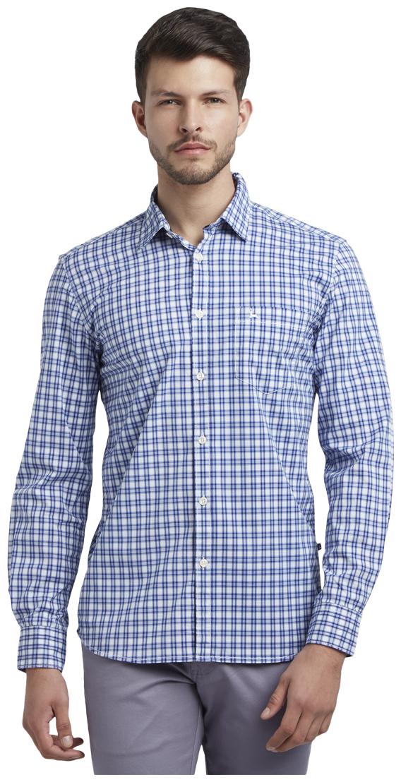 

Parx Men Blue Checked Slim Fit Casual Shirt