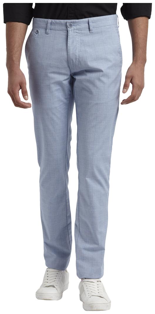 

Parx Men Blue Checked Tapered fit Regular trousers