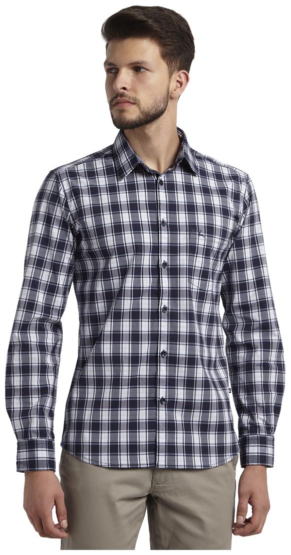 

Parx Men Blue Checked Slim Fit Casual Shirt