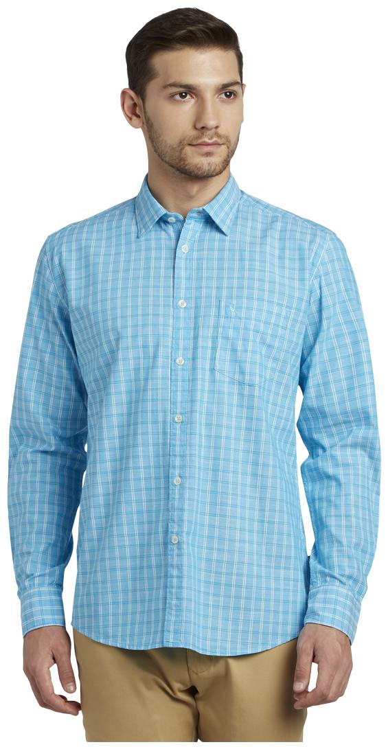 

Parx Men Blue Checked Slim Fit Casual Shirt