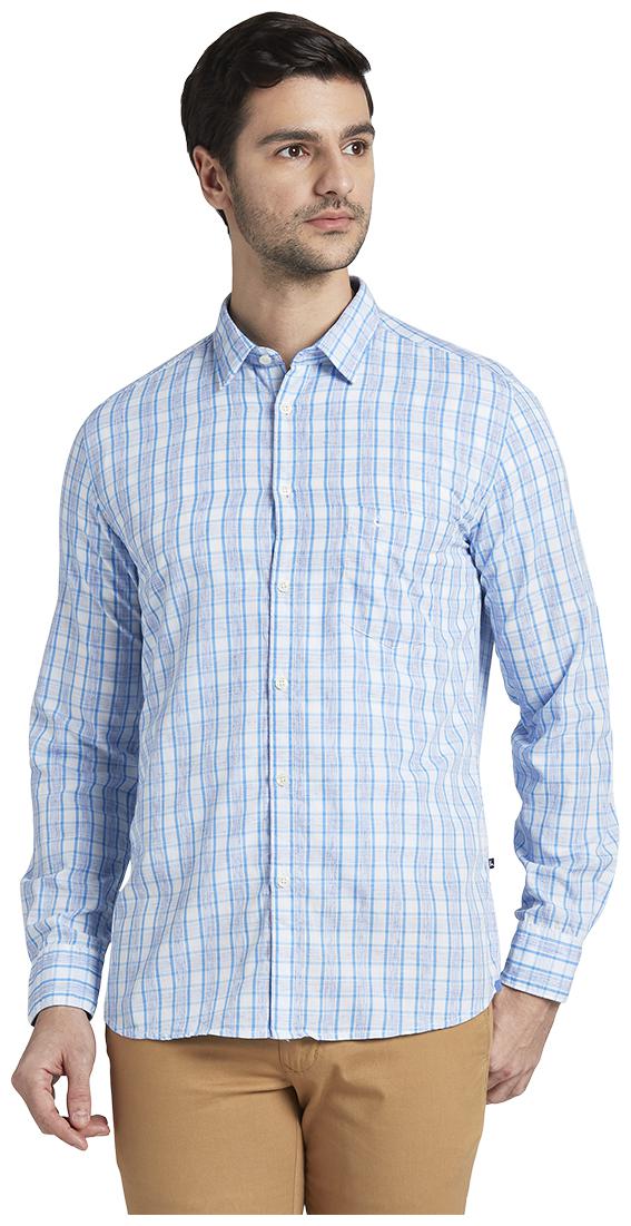 

Parx Men Blue Checked Slim Fit Casual Shirt