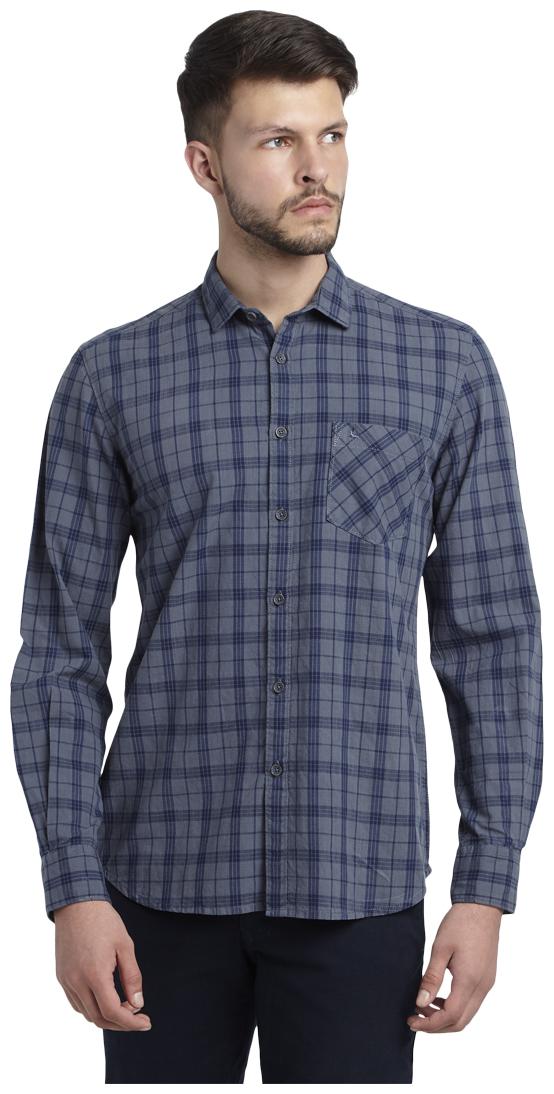 

Parx Men Blue Checked Slim Fit Casual Shirt