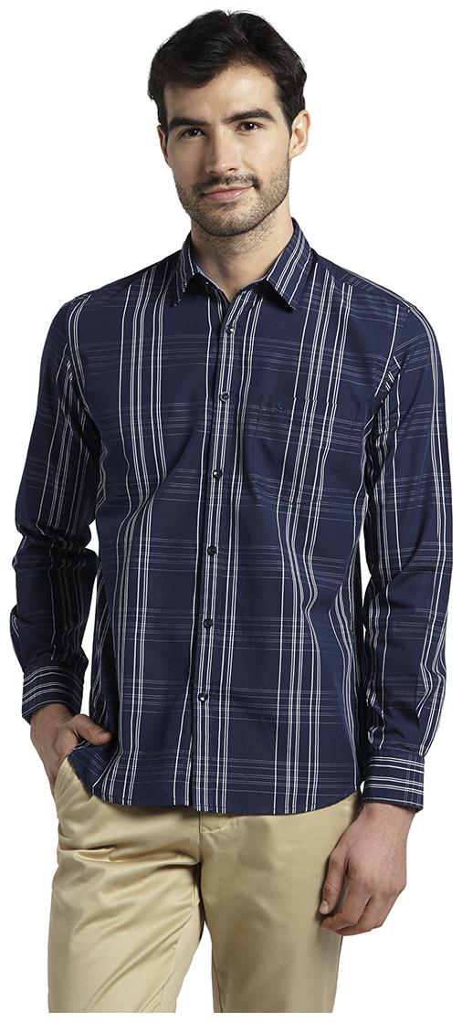 

Parx Men Blue Checked Slim Fit Casual Shirt