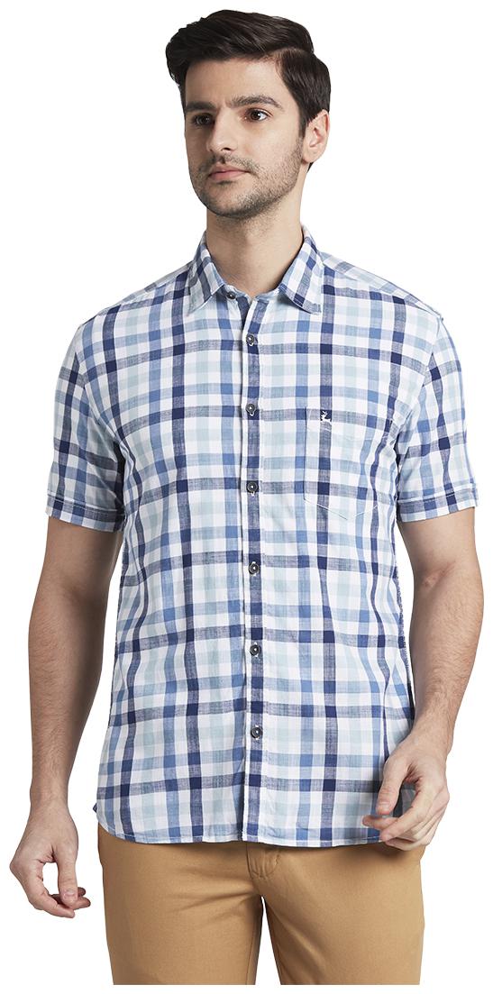 

Parx Men Blue Checked Slim Fit Casual Shirt