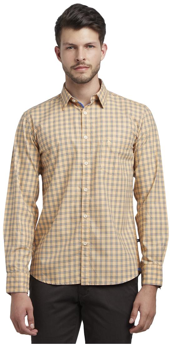 

Parx Men Orange Checked Regular Fit Casual Shirt
