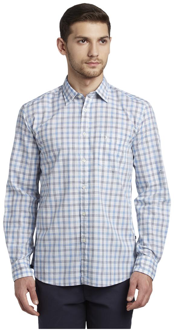 

Parx Men Blue Checked Slim Fit Casual Shirt