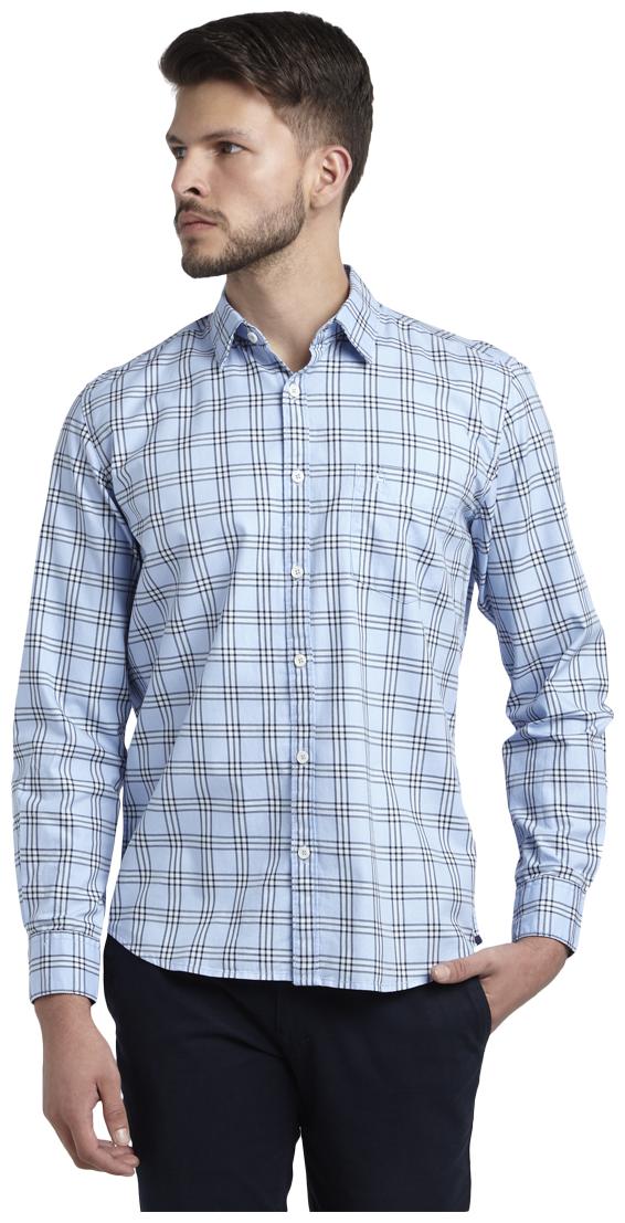 

Parx Men Blue Checked Slim Fit Casual Shirt