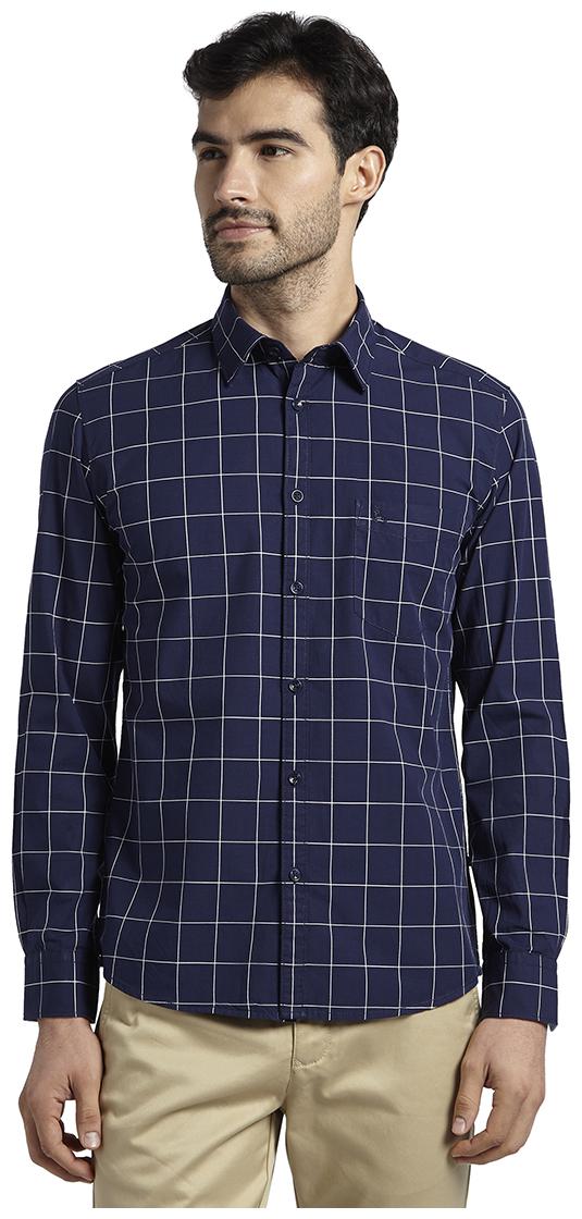 

Parx Men Blue Checked Slim Fit Casual Shirt